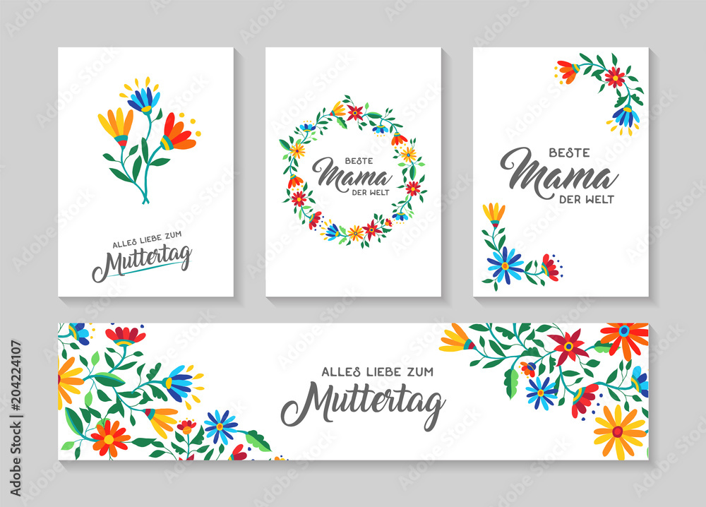 Happy mother day german flower art card set