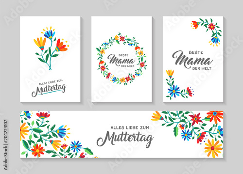 Happy mother day german flower art card set