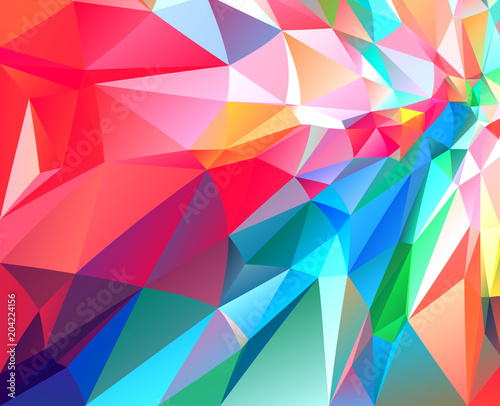 Colorful low poly triangular shapes geometric background with vibrant color tone.