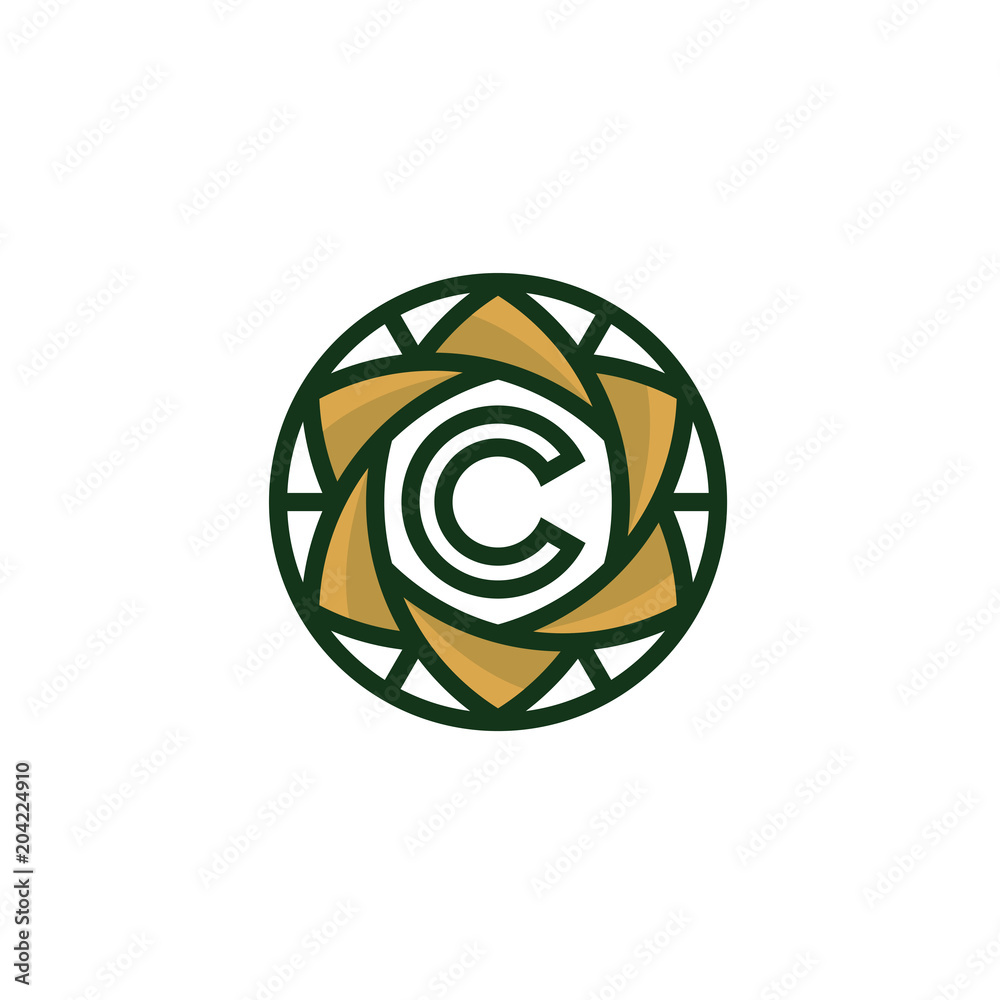 Circle initial Letter C design vector. Luxury jewelry frame gem edge vector illustration Circle initial Letter C design vector. Luxury jewelry frame gem edge vector illustration