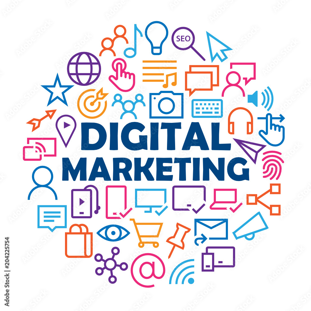 DIGITAL MARKETING Icons in Circle