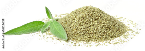 rubbed sage isolated on white