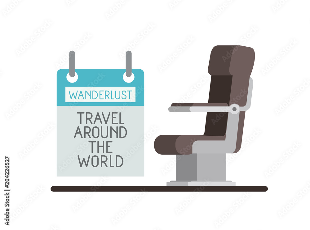 Fototapeta premium airplane chair with wanderlust label vector illustration design