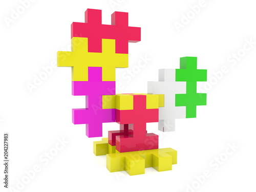 Colorful puzzle rooster