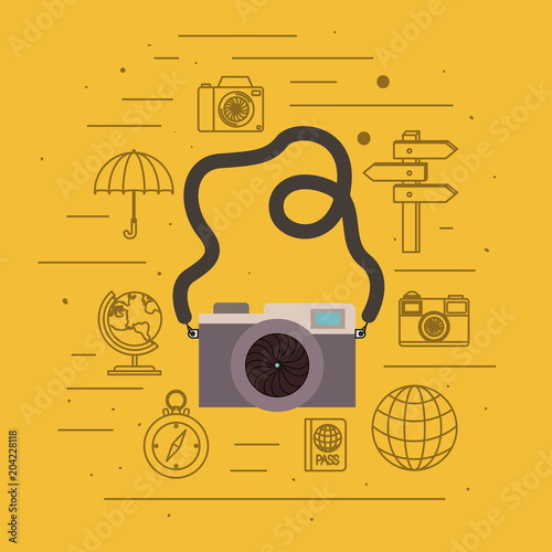 travel around the world set icons vector illustration design
