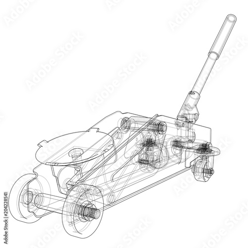 Hydraulic floor jack outline. Vector