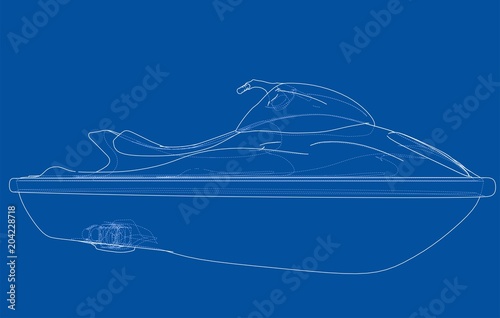 Jet ski sketch. Vector
