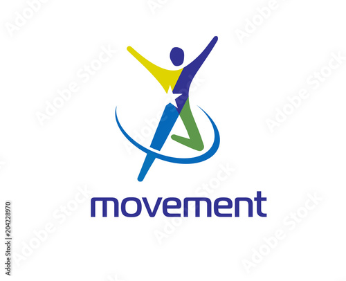 colorful human figure active Fitness logo template