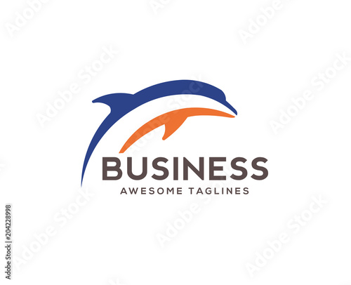 creative simple jumping dolphin modern icon for graphic and web design