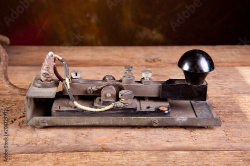 Morse code on telegraph photo