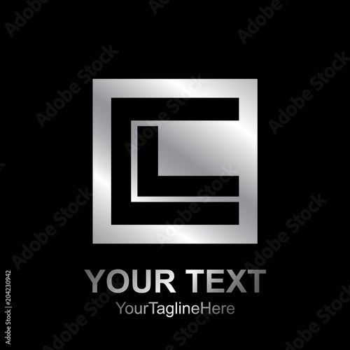 Initial letter CL logo design template element colored silver black square for business and company identity