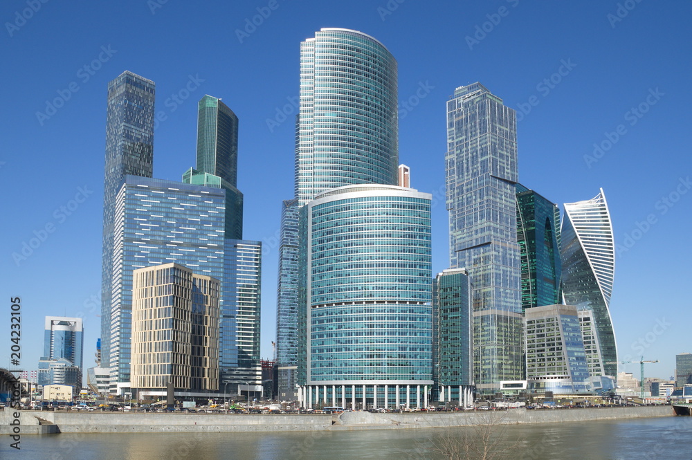 Moscow, Russia - April 24, 2018: Towers of the Moscow international business center Moscow-city 