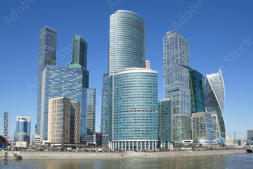 Moscow, Russia - April 24, 2018: Towers of the Moscow international business center Moscow-city  © koromelena