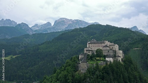 Wallpaper Mural Aerial View of Hohenwerfen Castle in Alpen Mountains near Salzburg. 4K Ultra HD Torontodigital.ca
