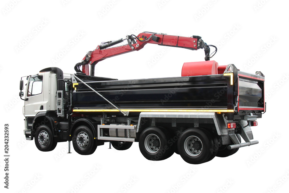 A Modern Large Tipper Lorry with an Hydraulic Grab Arm.