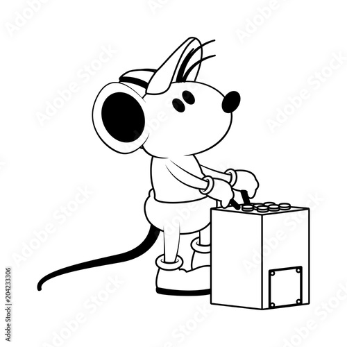 Worker mouse with crane controls vector illustration graphic design