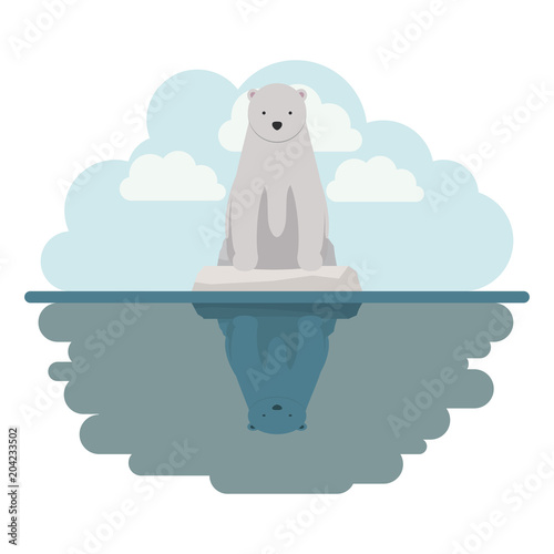 wild polar bear on iceberg vector illustration design