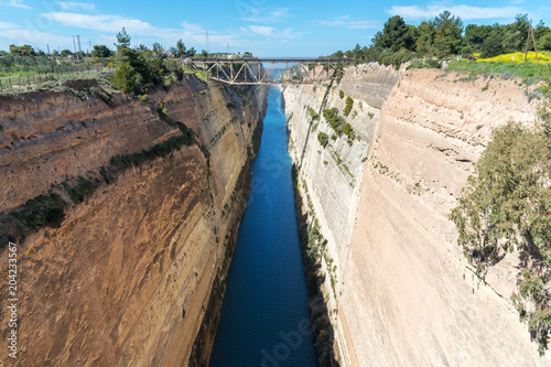 View of the Corinth canal in Greece.