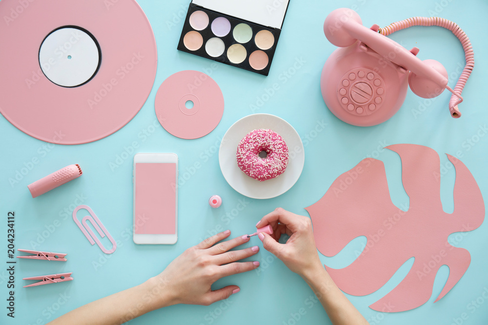 Girl painting nails Stock Photo Adobe Stock