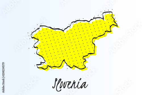 Billede på lærred Map of Slovenia, halftone abstract background