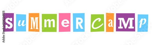 "SUMMER CAMP" Multicoloured Vector Letters Banner