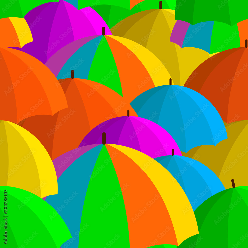 Seamless pattern with colorful umbrellas