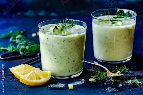 Cold cucumber soup with yogurt and dill