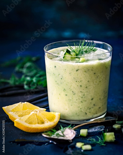Cold cucumber soup with yogurt and dill