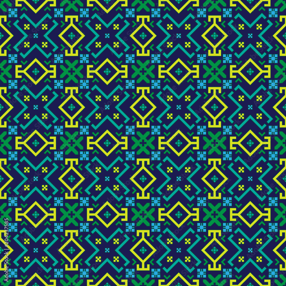 Bright geometrical seamless pattern in the Bulgarian style.