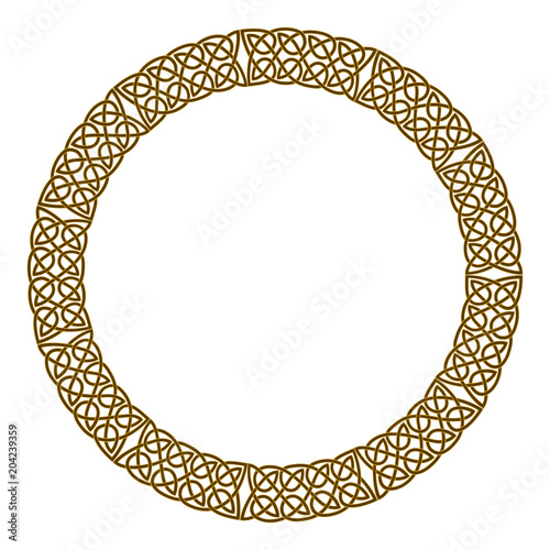 Round celtic knots frame. Traditional medieval frame pattern illustration.