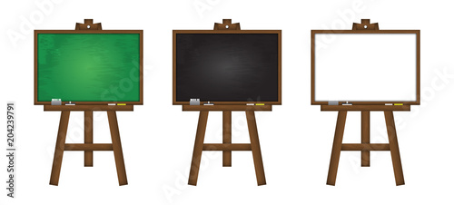 Set of realistic vector blackboard , greenboard and whiteboard