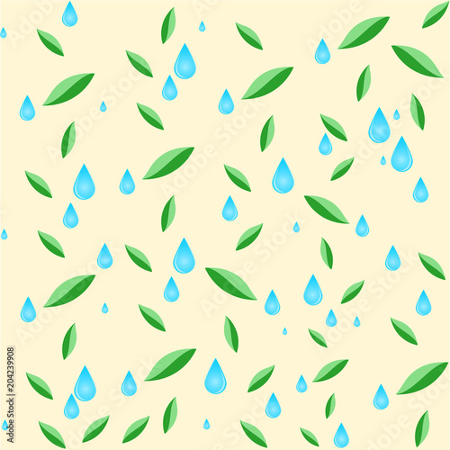 green leave and water drop on wallpaper illustration vector.