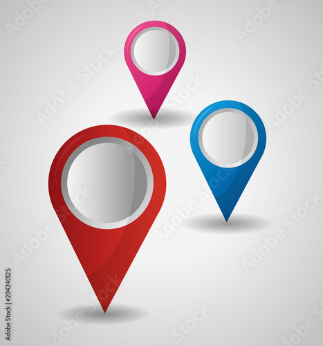 gps navigation application colored pins destination direction vector illustration