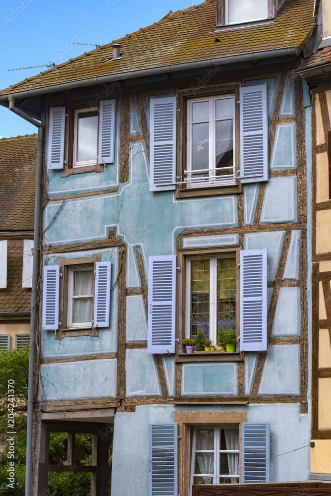 Amazing traditional old houses in a small town Colmar in France	