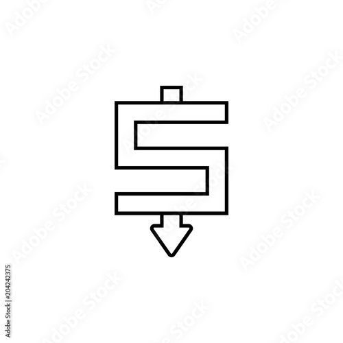 Devaluation and inflation. Money dollar sign fall arrow down vector icon