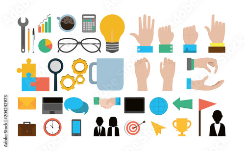 Set of office and business icons photo