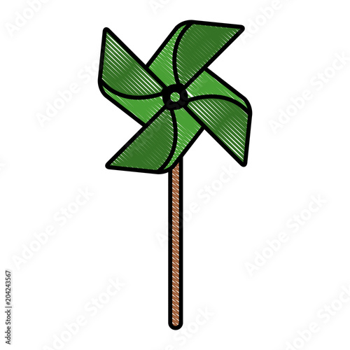 paper windmill toy icon vector illustration design