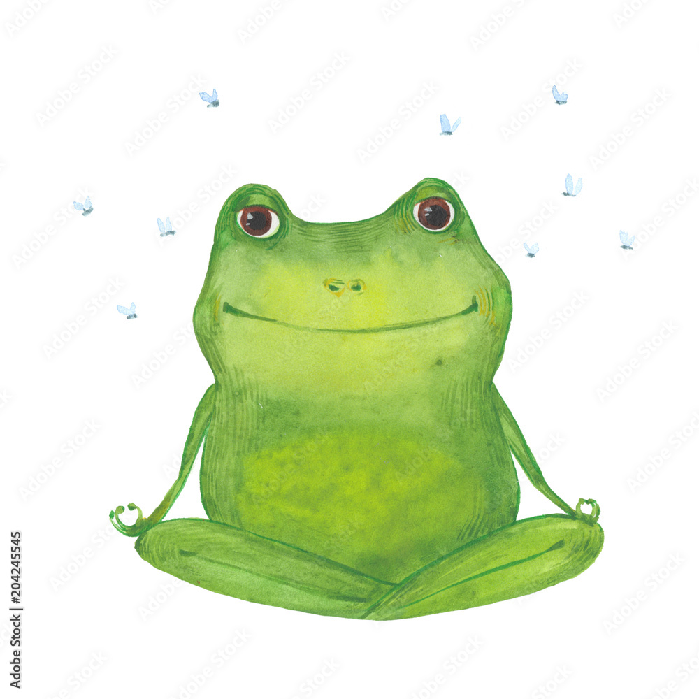 Naklejka premium medytując zielona żaba