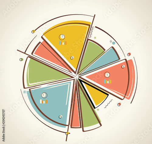 Flat design of business pie chart for documents
