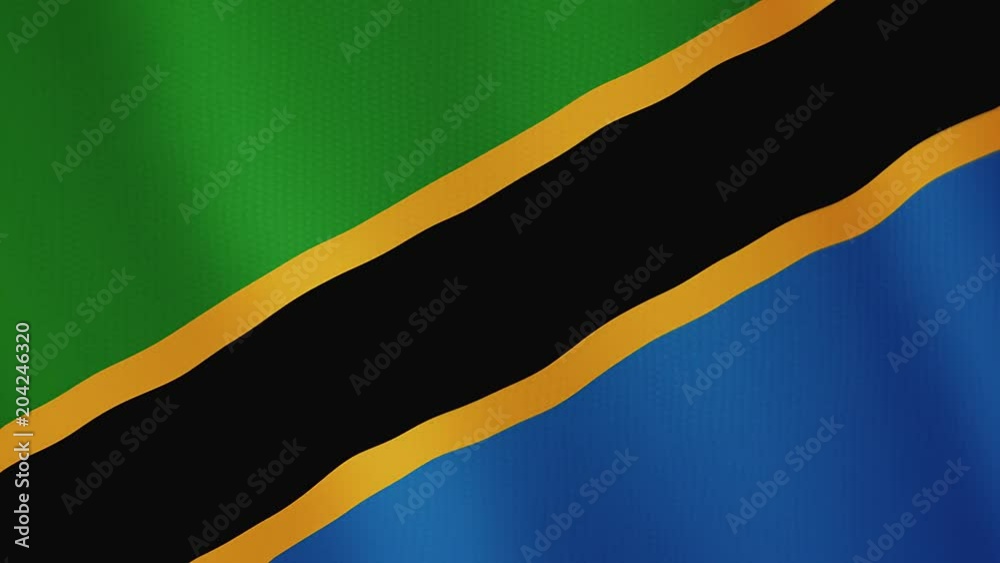 Tanzania flag waving animation. Full Screen. Symbol of the country.