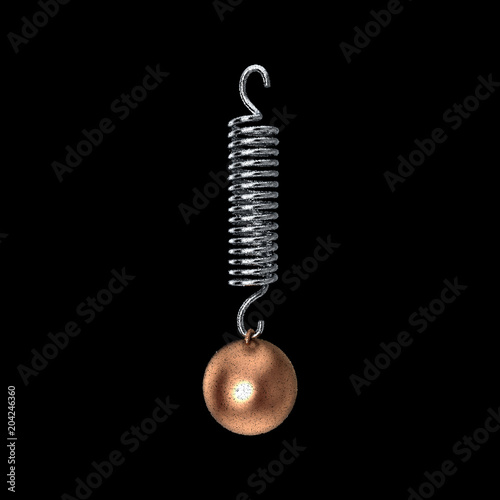 Metal sphere hanging on spr...