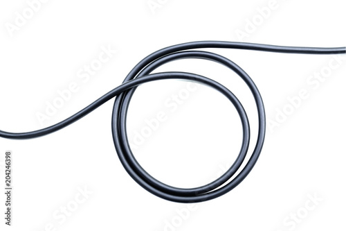 black wire electrical cable  isolate on white background.