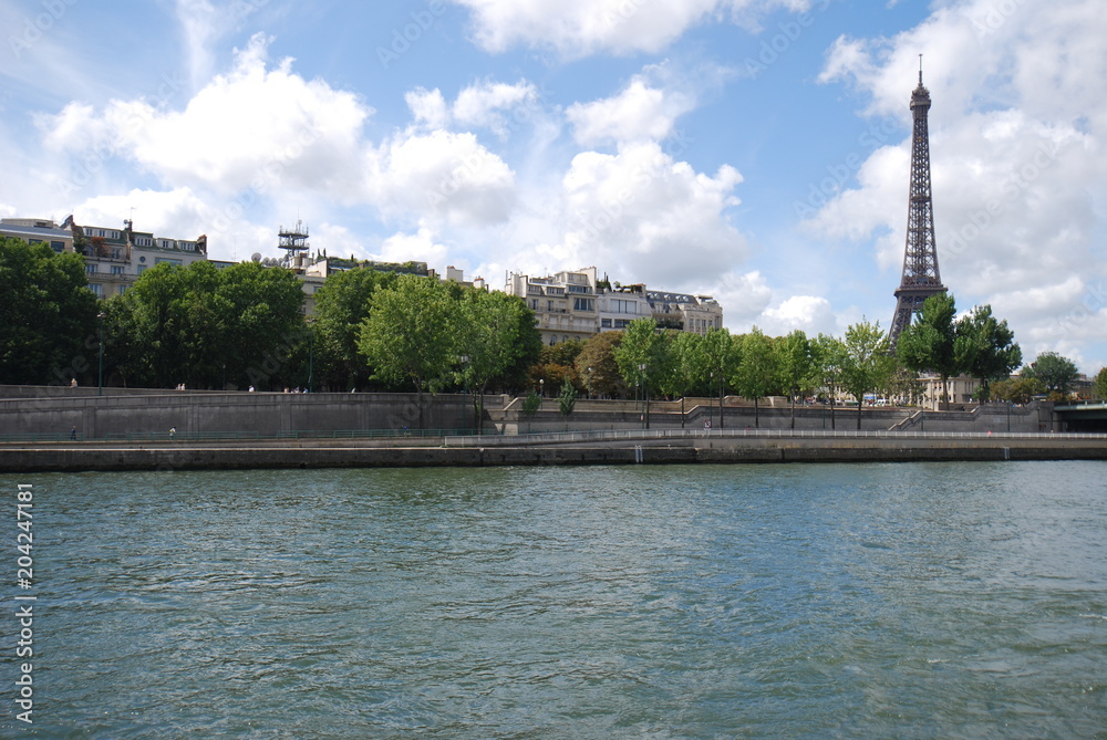  Eiffel Tower; waterway; body of water; sky; water