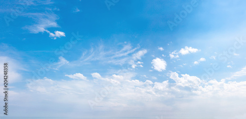 Panorama of the blue sky with white clouds