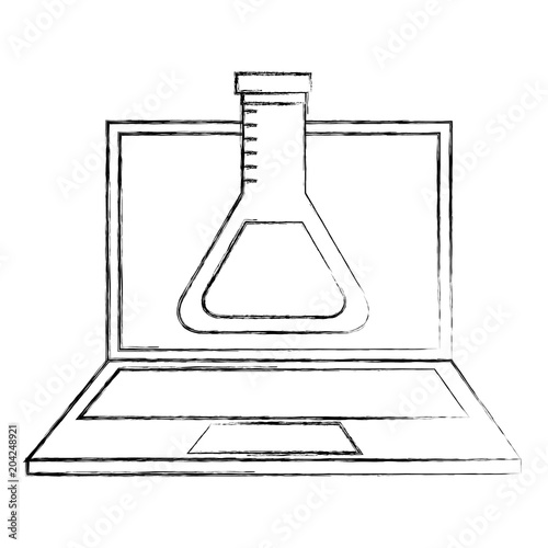 laptop laboratory test tube chemistry online vector illustration