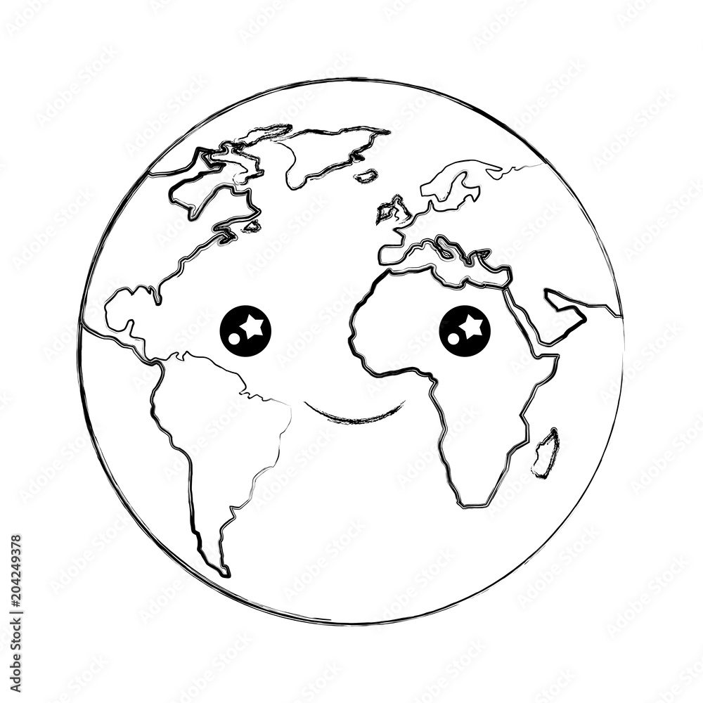 cartoon world globe kawaii happy vector illustration cartoon world globe kawaii happy vector illustration