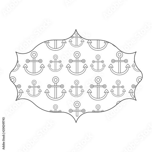 arabic frame with anchors pattern over white background, vector illustration