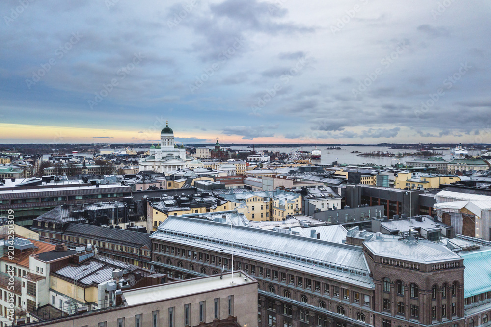 Aerial view of center of Helsinki, Finland