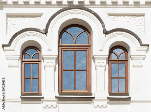 Windows of old building  Trinity church in Kyiv Pechersk Lavra 19th century  Ukraine 