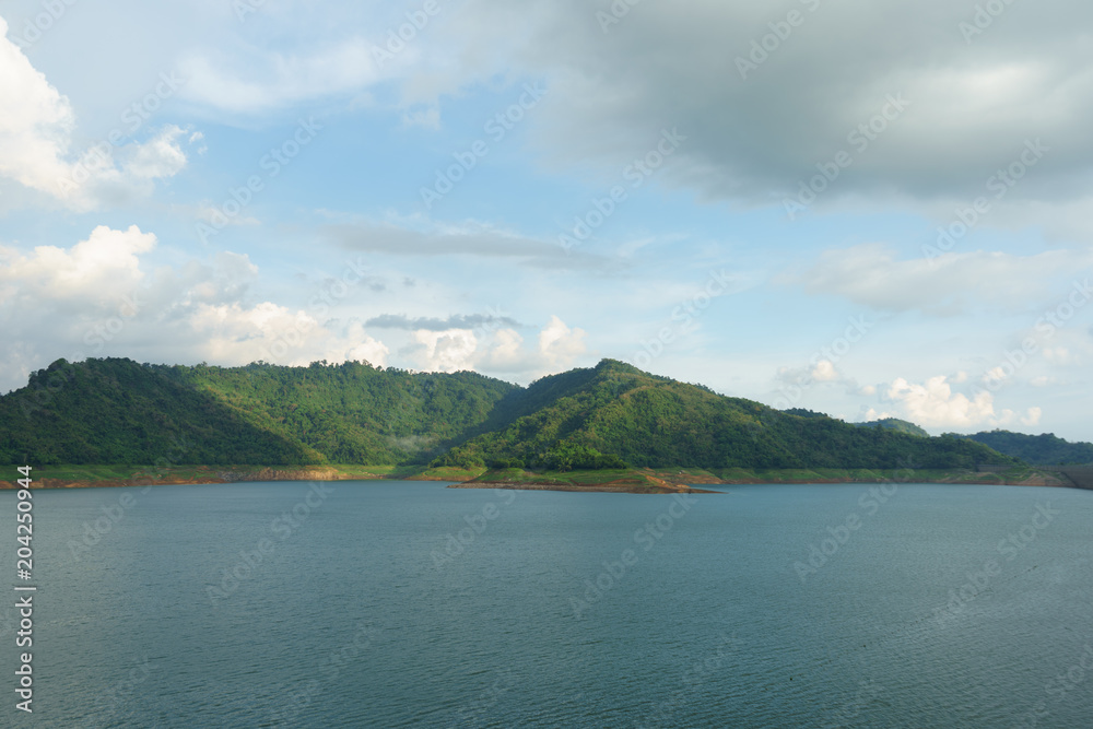 Beautiful mountains and rivers at Khun Dan Dam Prakarnchon Dam
